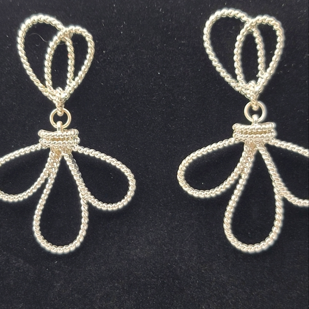 Silver Bow Pierced Earrings, Cute, All Occassion, Daily Wear, Fun